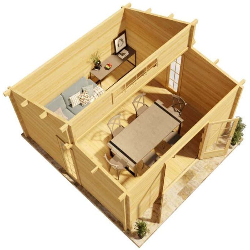 Alpholz Gartenhaus Lausitz ISO Gartenhaus aus Holz, Holzhaus mit 70 mm Wandstärke, Blockbohlenhaus mit Montagematerial