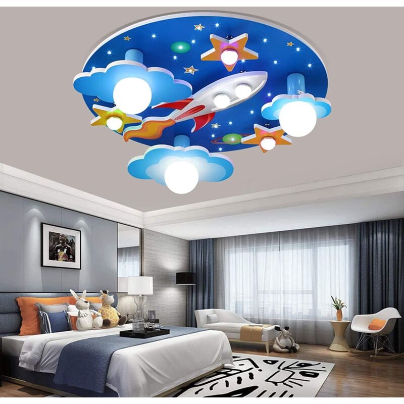 Cartoon Kinderlampe LED Deckenleuchte mit Fernbedienung 3 Modi Kreative Sterne Wolken Flugzeug Schlafzimmer Deckenlampe Dimmbar Moderne Beleuchtung
