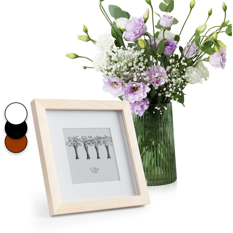 Casa Chic - Bilderrahmen mit Passepartout, 23x23cm Bilderrahmen für Urkunde & Collage, Glas Bilderrahmen, Fotorahmen Stehend/Wandmontage, Rahmen