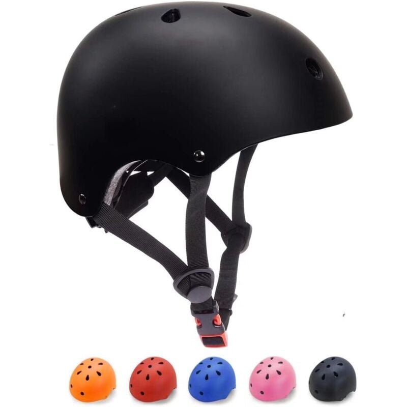 Kinderhelm, Fahrradhelm, verstellbar, für Jungen und Mädchen, Skateboard, Roller (schwarz, Größe: M)