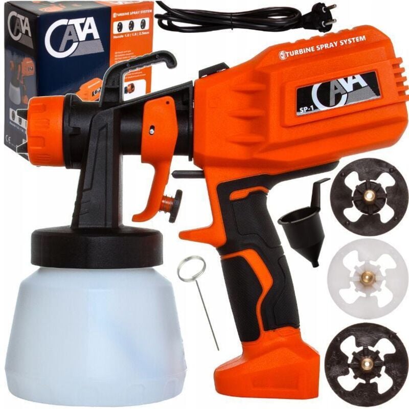 CATA Farbsprühsystem 550W 800 ml mit 3 Duse Farbsprühgerät Spritzpistole Wandfarbe Farbspritzgerät Set