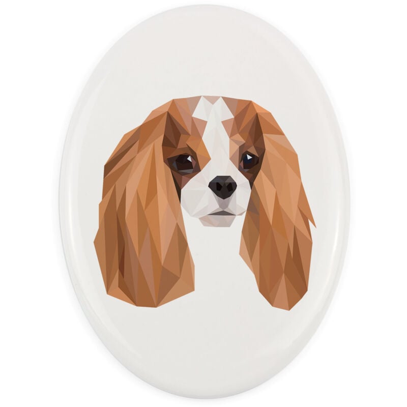 Cavalier King Charles Spaniel - Teller mit Foto und geometrischer Aufschrift von Art-Dog