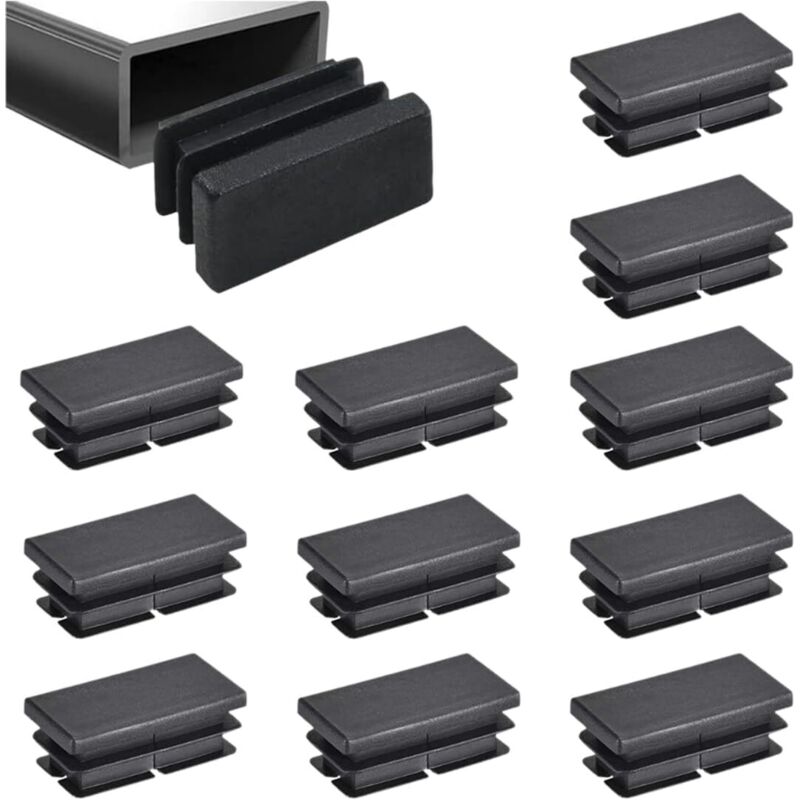 12 Stück Endkappen für rechteckige Rohre, für Metallrohre, Sofas, Stühle, Tische und Regale, Stuhlbeinkappe (40 x 20 mm) - Ccykxa
