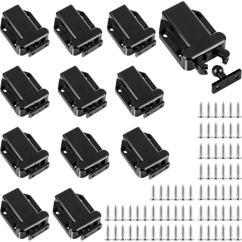 12 Stück Touch-Entriegelungsriegel für Schrank, Türriegel für Schrank mit Schrauben für Schrank, Möbel, Tür, Schrank, Touch-Riegel - Ccykxa