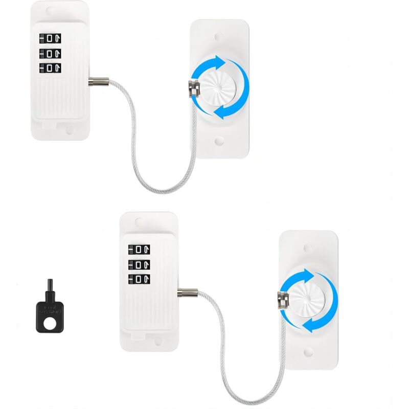 CCYKXA 2er-Set Kombinations-Kühlschrank-Sicherheitsschloss für Kinder, Kühlschrank-Vorhängeschloss-Sicherheitsschloss für Gefrierschrank-Fenster,