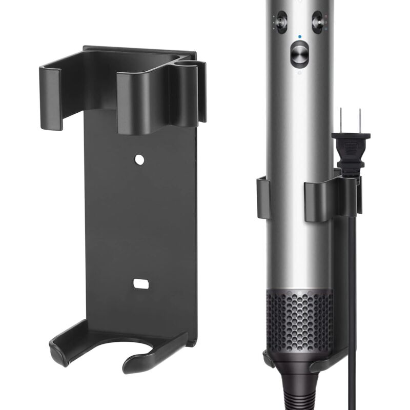 2PCS Halterung kompatibel mit Dyson Airwrap, Metall-Wandhalterung für Lockenstab, Haarglätter, Aluminium (schwarz) - Ccykxa