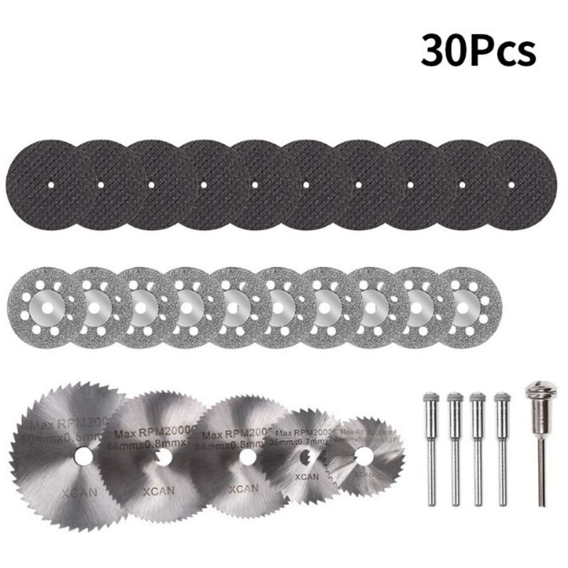 CCYKXA 30 Mini-Diamanttrennscheiben, Mini-HSS-Kreissägeblätter, Mini-Harztrennscheiben mit 3-mm-Dorn für Holz, Metall, Kunststoff, Stein und Glas