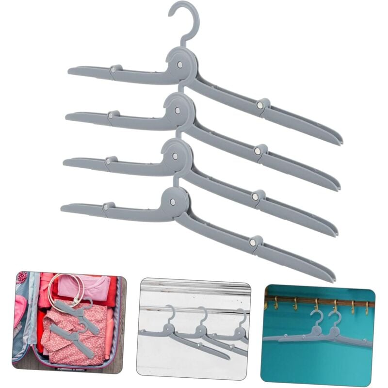 CCYKXA 4 Stück Reise-Klappbügel, rutschfeste Kleiderbügel aus Metall, Koffer-Organizer, praktische multifunktionale Kleiderbügel für Hemden und Hosen