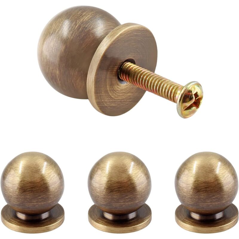 4 Stück runde Mini-Knäufe aus massivem Messing, Messinggriffe mit 1,9 cm Durchmesser, goldene Mini-Schubladengriffe, Mini-Knäufe für Schmuckkästchen,