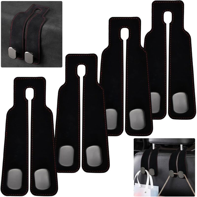CCYKXA 4-teiliges Set Autositz-Kopfstützenhaken, Doppel-Autositz-Rückenlehnenhaken, Auto-Aufbewahrungshaken, Autotaschenhaken