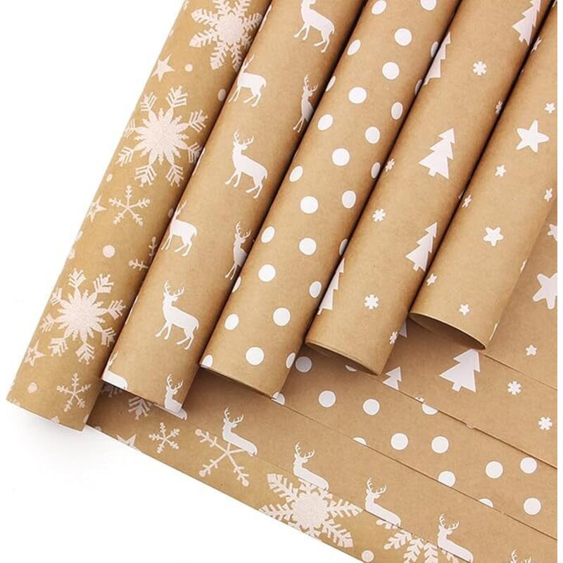 CCYKXA 5-teiliges Geschenkpapier-Set, Weihnachtsgeschenkpapier, 43 x 300 cm pro Rolle, Geburtstagsgeschenkpapier, geeignet für Hochzeiten, Kinder,