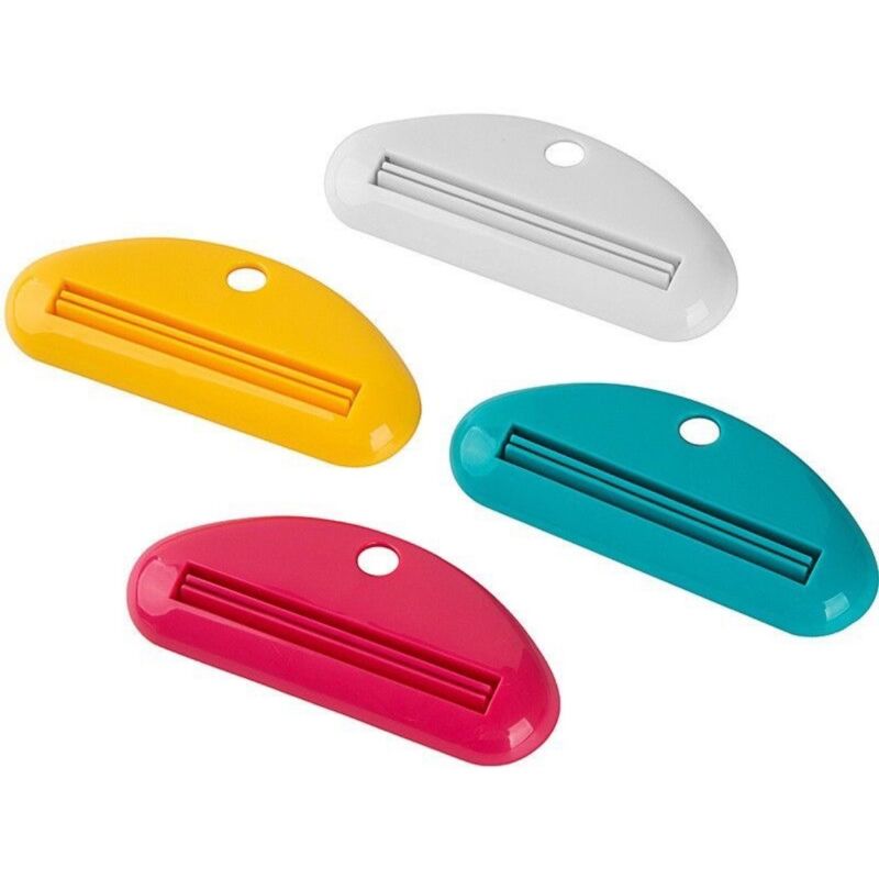 B)4 Stück Zahnpasta-Tubenquetscher, Zahnpasta-Quetscher-Spender, praktischer Tubenquetscher, für Zahnpasta, Handcreme, Farbtube, Kosmetik - Ccykxa