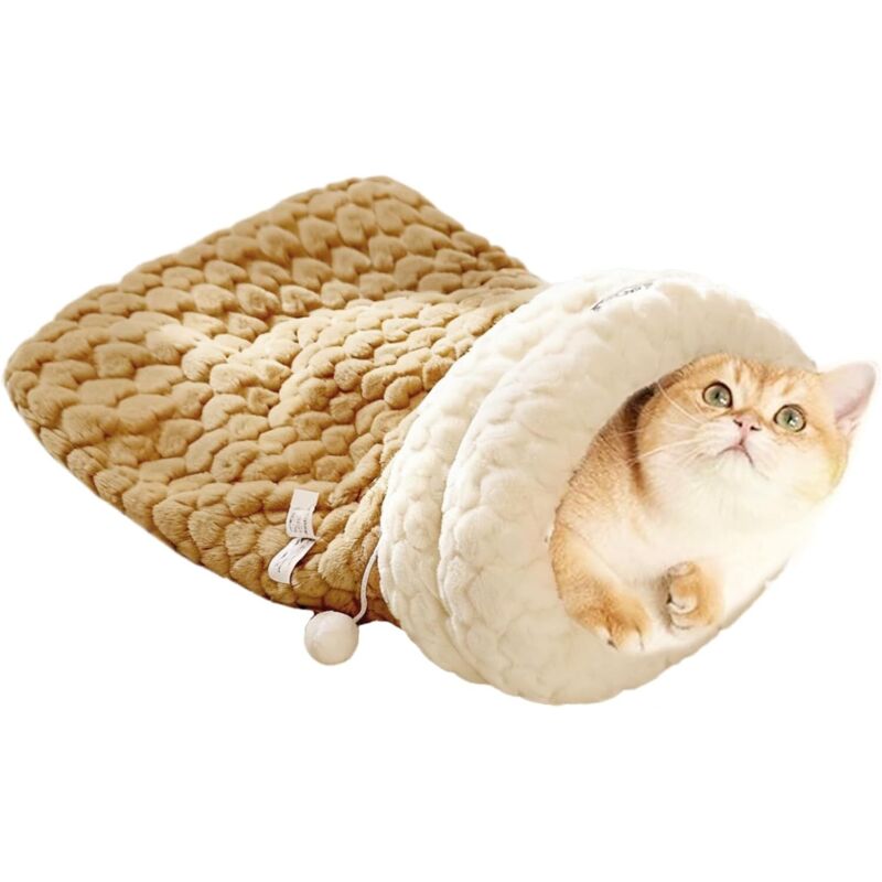 CCYKXA Gemütliches Katzennest – Warmer und wärmender Schlafsack für drinnen – Weicher und warmer, geschlossener Schlafsack für Katzen, Hunde,