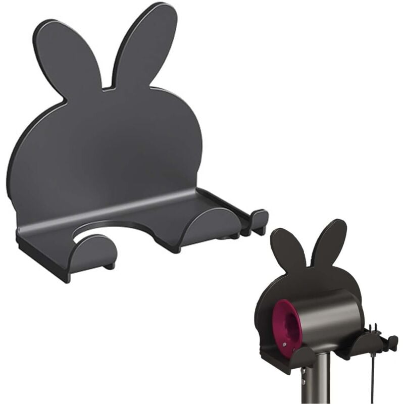 CCYKXA Haartrocknerhalter zur Wandmontage, Haartrockneraufhänger ohne Bohren, schwarze Haartrockneraufbewahrung, Haartrocknerhalter, Haarglätter und