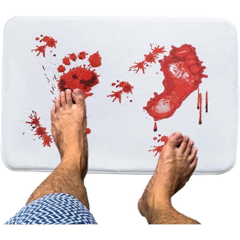 CCYKXA Halloween-Blut-Duschmatte, Halloween-Blut-Badezimmermatte Strapazierfähige Teppiche mit gruseligen Blutpolstern mit roten Fußabdrücken