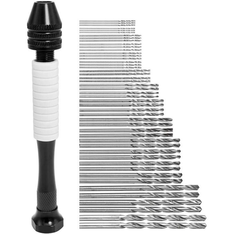 CCYKXA Handbohrmaschine mit 48 Mikro-Spiralbohrern, Präzisions-Mini-Handbohrmaschine, Mini-Drehwerkzeug für Walnuss, Bernstein, Olive, Nuss, Schmuck