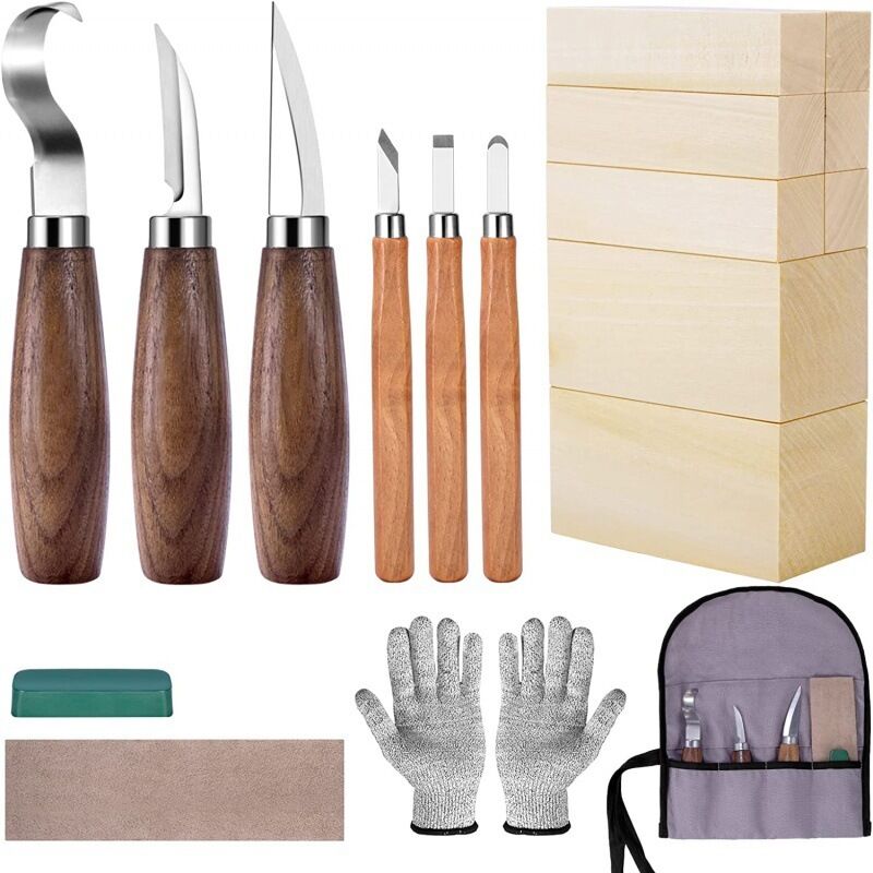 CCYKXA 18-teiliges Stechbeitel-Set, Schnitzwerkzeuge, verbesserte Stechbeitel für Holzschnitzerei, Tischler, Schnitzwerkzeuge