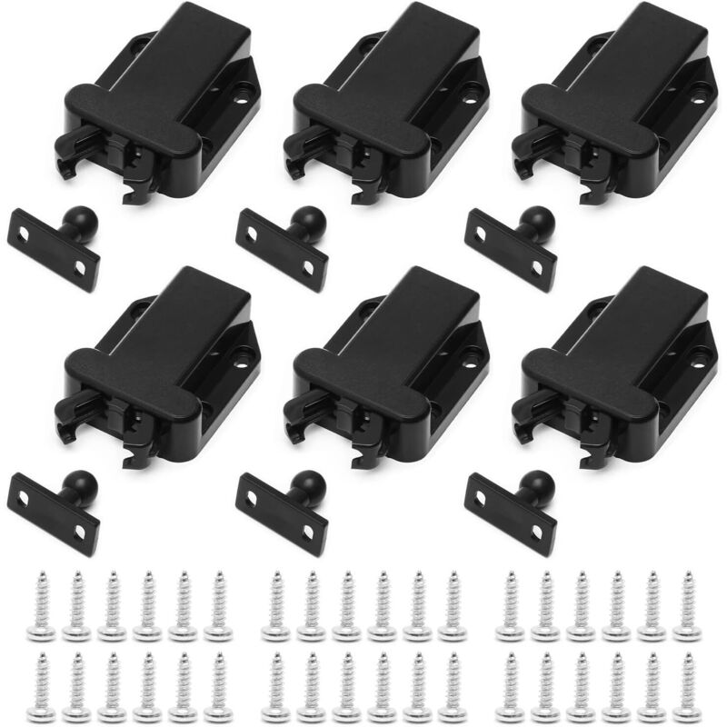 CCYKXA Pack Touch-Release-Verriegelung mit Schrauben, Push-Riegel mit selbstverriegelnder Schrankfunktion, Push-Riegel mit Touch-Release für Schrank