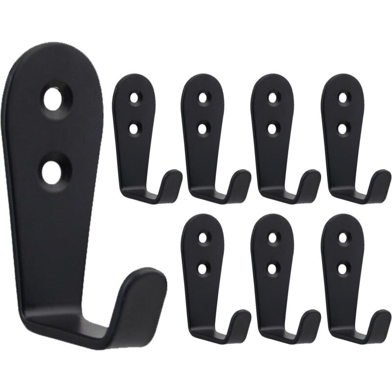 CCYKXA schwarze Wandhaken, robuste Wandgarderobe aus Edelstahl, kleine Einzelhaken zum Aufhängen von Mänteln, Kleidung, Jacken, Bademänteln,