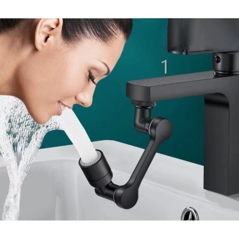 Schwarzer Wasserhahn-Verlängerer, 1080° drehbarer Wasserhahn-Luftsprudler, 2-Speichen-Mischdüse, universelle Luftsprudler für
