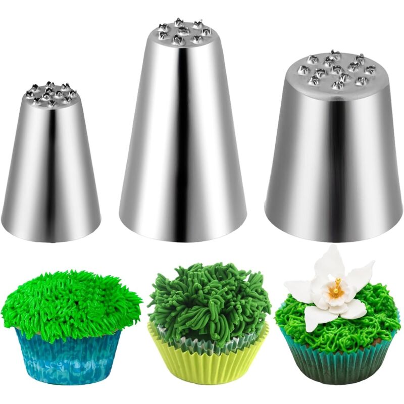 CCYKXA Set mit 3 Edelstahl-Spritzbeuteltüllen zum Dekorieren von Torten