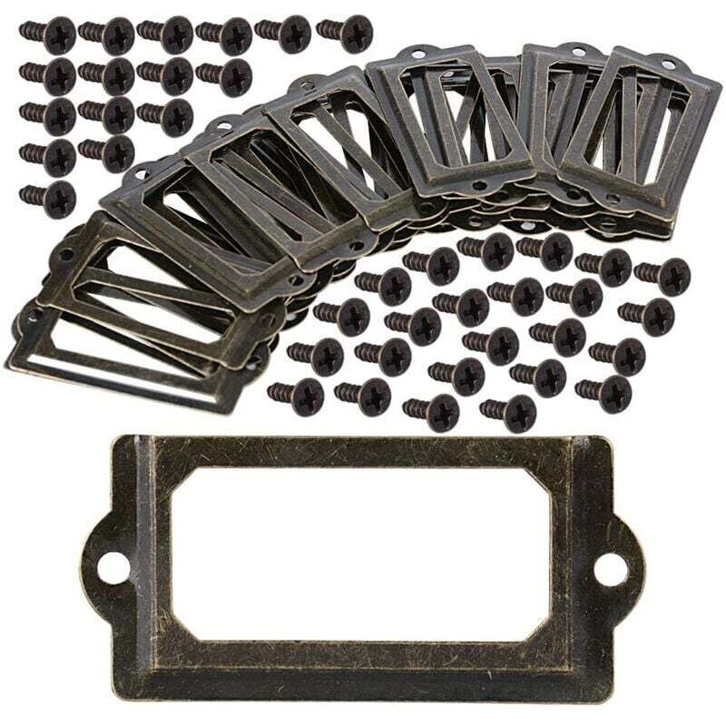 CCYKXA 30er-Set Etikettenhalter aus Metall mit Schrauben, 70 x 33 mm, für Schrankschubladen, Vintage-Bronze, Etikettenhalter mit Schrauben