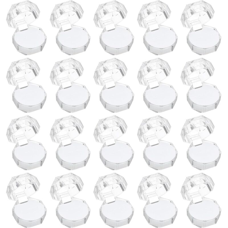 CCYKXA Transparente Ringboxen aus Kunststoff, 3,5 cm, 20 Stück pro Packung, Aufbewahrungsboxen für Verlobungsringe, Schmuckkästchen für