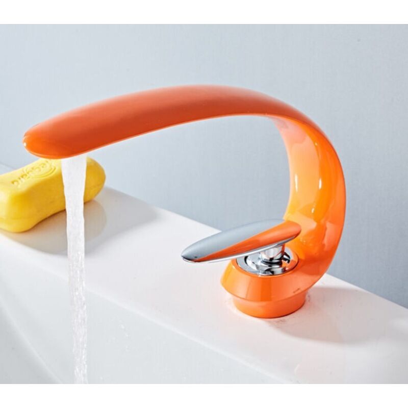 CCYKXA Waschtischarmaturen Badezimmer Messing Waschbecken Mischbatterie Einhand-Einloch-Waschtischkran Waschbecken Art Waschbecken Wasserhahn-Orange