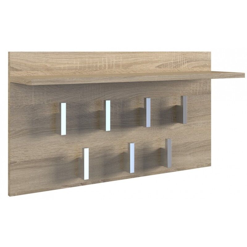 Cdf Garderobenpaneel 2F Farbe: Eiche Sonoma Platz für Kleidung, Mäntel, Jacken Ideal für Eingangshalle, Flur, Arbeitszimmer, Büro 7 stabile Haken