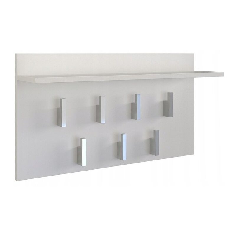 Cdf Garderobenpaneel 2F Farbe: weiß Platz für Kleidung, Mäntel, Jacken Ideal für Eingangshalle, Flur, Arbeitszimmer, Büro 7 stabile Haken Ablage für