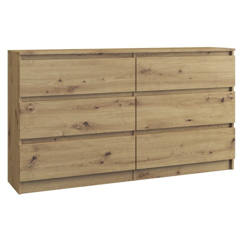 CDF Kommode Malwa M6 140 Farbe: Eiche Artisan Schrank für Dokumente, Kleinigkeiten Ideal für Wohnzimmer, Schlafzimmer, Kinderzimmer, Jugendzimmer und