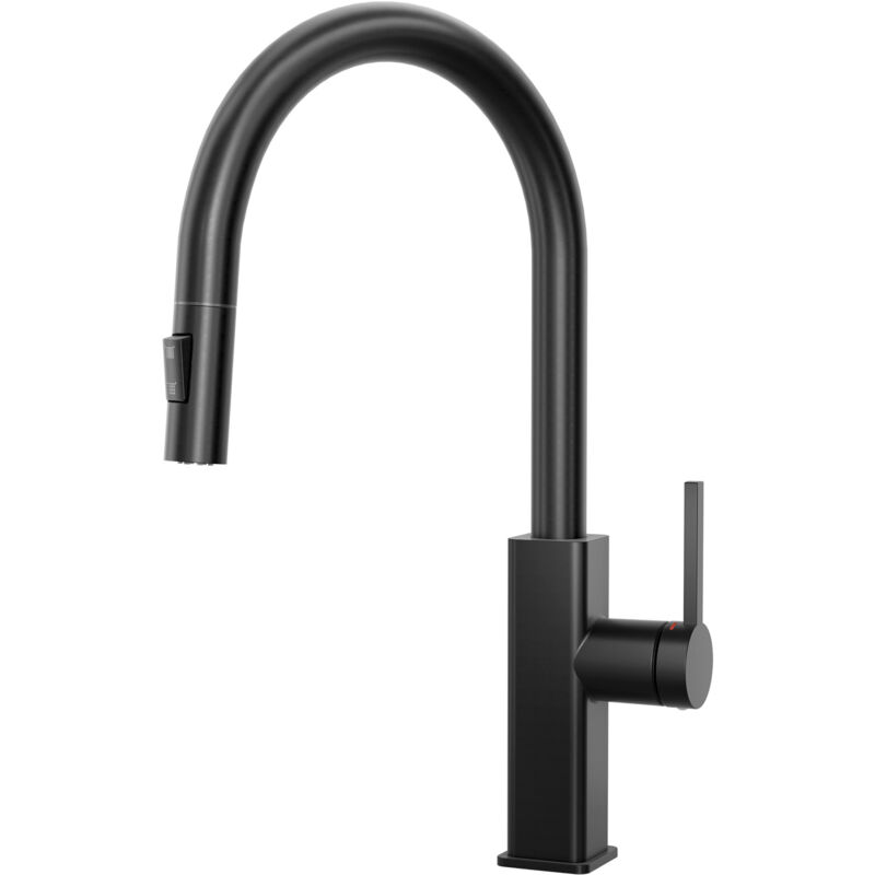 Cecipa Max - Ausziehbare Küchenarmatur, schwarze Armatur mit Brause, Mischbatterien Küche, Edelstahl Spültischarmatur für Küche