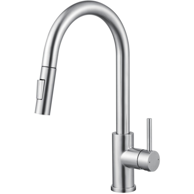 Küchenarmatur Wasserhahn Küche mit ausziehbar Brause, 360° Drehbar Spültischarmatur Küche, Wasserhahn für Küchenspüle, Gebürstet - Cecipa Max