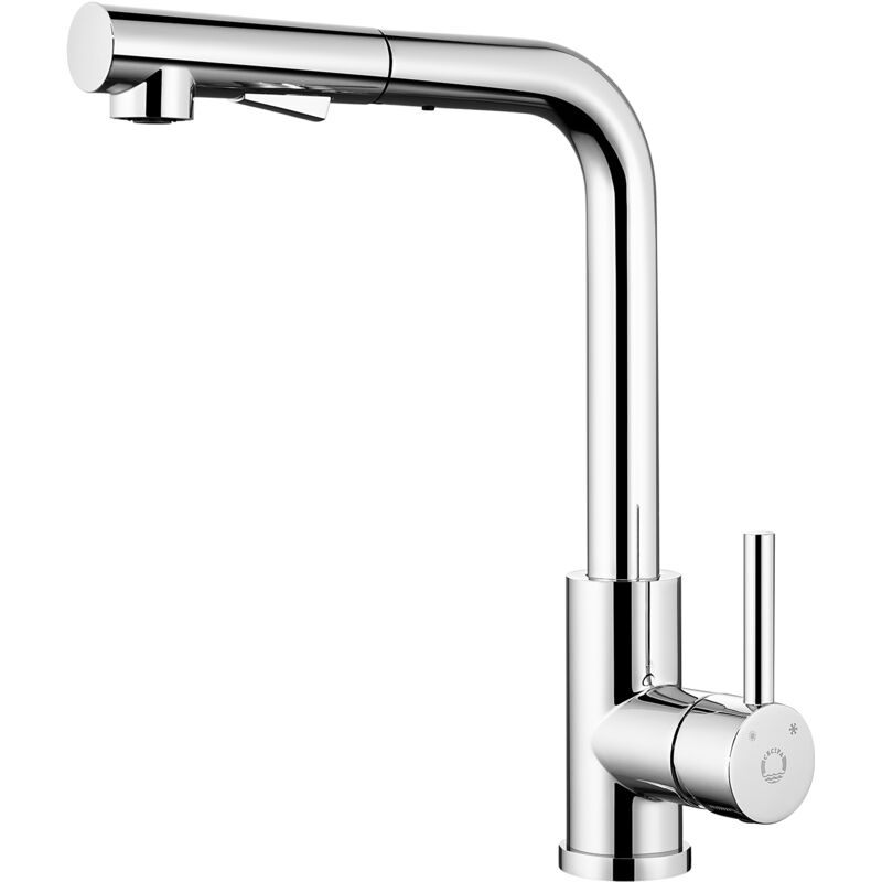 Wasserhahn Küche Ausziehbar Küchenarmatur mit 2 Strahlarten Spültischarmatur 360° Schwenkbare Mischbatterie Küche, Chrom - Cecipa Max