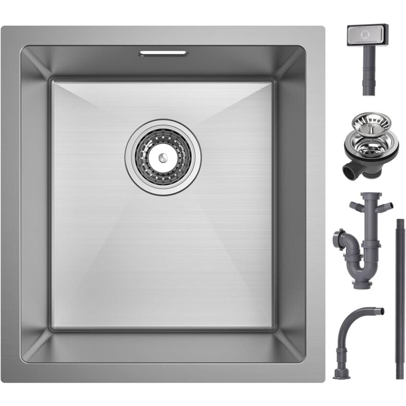 Cecipa - Spülbecken Küche 40x44cm, Einbauspüle Edelstahl Eckig, Spüle Küche Modern, Küchenspüle Edelstahl sus 304, Waschbecken Küche ab 49er