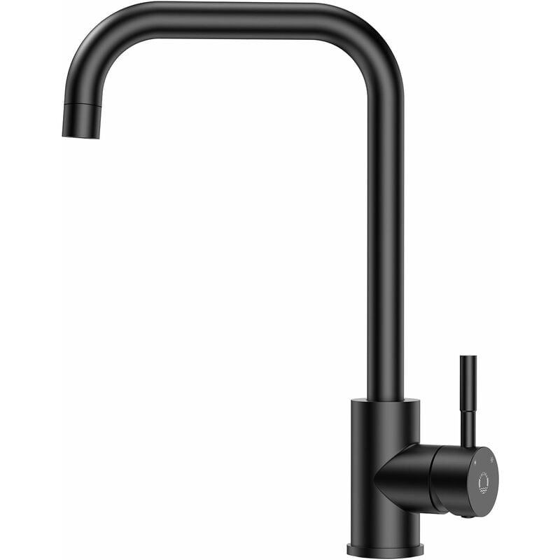 Cecipa - Wasserhahn Küche, Edelstahl Küchenarmatur Schwarz, 360° Schwenkbare Mischbatterie Küche Schwarz Installation Einfach, Spültischarmatur Küche