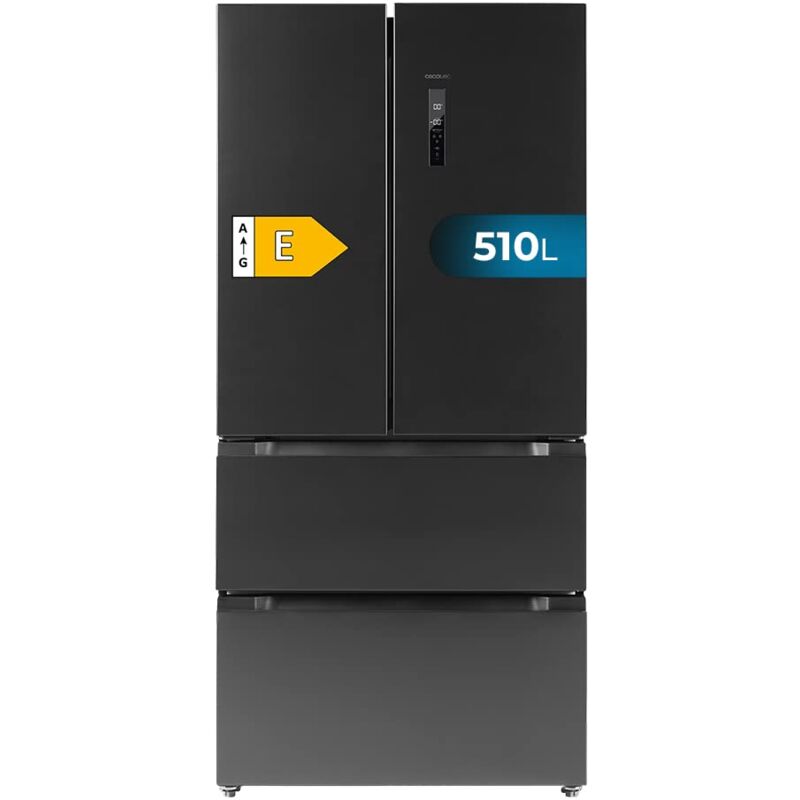 Cecotec French Door Fridge Dark de 510 L Bolero CoolMarket FD 510 Dark E. 183 cm de hoch, 84 cm de breit, Inverter Plus Motor, schnelles Kühlen und
