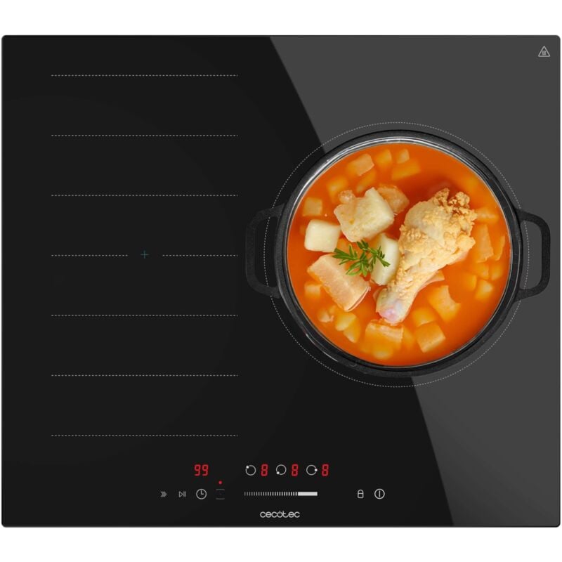 Cecotec - Kochfeld de Induktion de 1 Feuer- und 1 Flexzone, 60cm, Bolero Squad 3001 Flex. 6600W, 9 Stufen, niedrige Leistung, Timer, Boost-Funktion