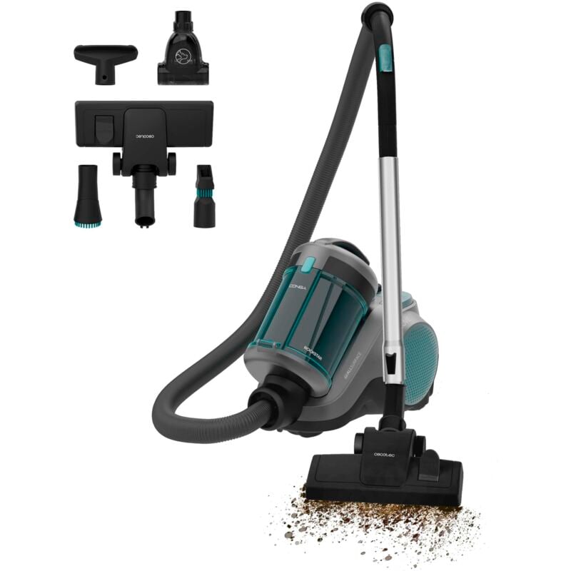 Cecotec - Staubsauger de Sichter mit oder ohne Beutel Conga Rockstar Cyclonic Powerbag. 900W, leistungsstarke Saugkraft de 175AW und 20Kpa, 2L Tank,