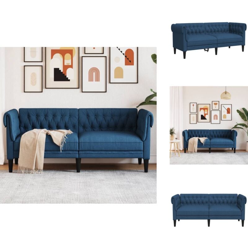 Chesterfield-Sofa 2-Sitzer Blau Stoff - Chesterfield Sofa - Couch Blau - 2-Sitzer Sofa - Wohnzimmer Möbel - Samtcouch
