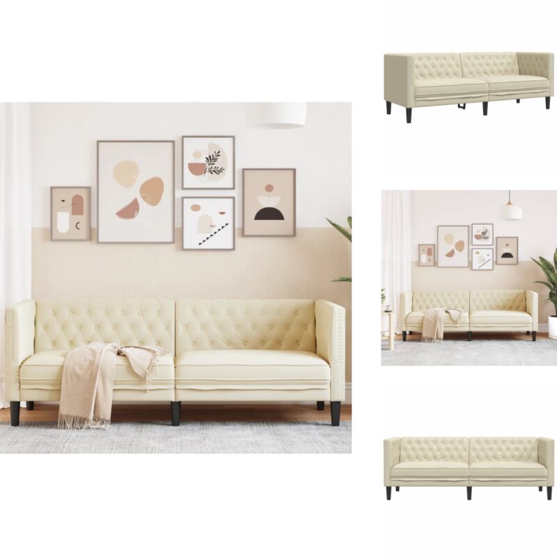 Vidaxl - Chesterfield-Sofa 3-Sitzer Creme Kunstleder - Chesterfield-Sofa - Chesterfield Sofa - Chesterfield Möbel - Couch