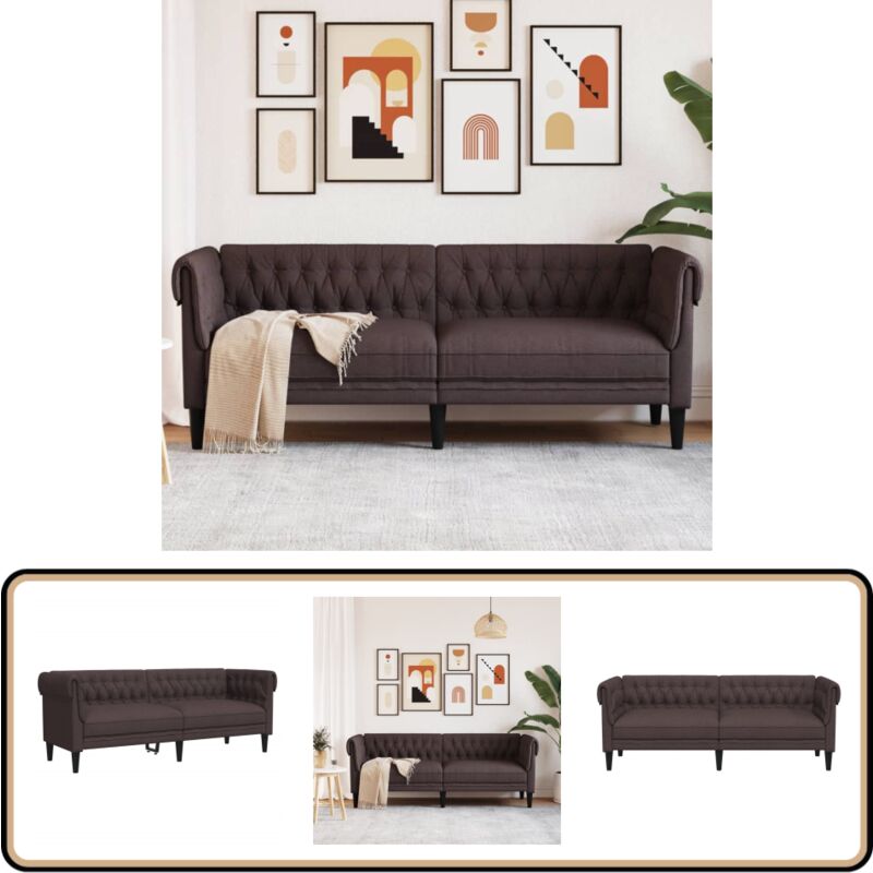 Chesterfield-Sofa 3-Sitzer Dunkelbraun Stoff - Chesterfield Sofa - Leder Sofa - Couch - Wohnzimmer Möbel - Sessel