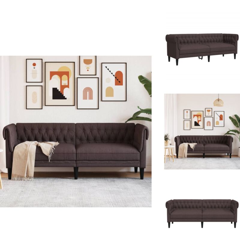 Chesterfield-Sofa 3-Sitzer Dunkelbraun Stoff - Chesterfield Sofa - Leder Sofa - Couch - Wohnzimmer Möbel - Sessel