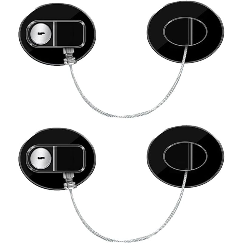 ZVD - Child Safety Window Lock Keyed Window Door Restrictor Child Safety Lock Safety Adhesive Freezer Locks Cable Anti-theft Lock Sliding Door 2PCS