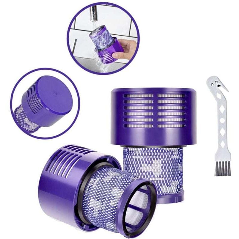 CHOYCLIT 2er-Pack Filter für Dyson V10 SV12-Serie, Motorhead Akku-Staubsauger, ersetzt DY 969082 01, V10-Filter, kompatibel mit Dyson Cyclone V10