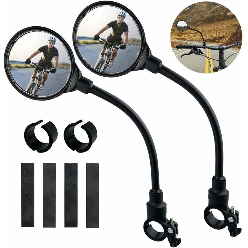 CHOYCLIT 2er Set Fahrradrückspiegel für Lenker, 360° Verstellbarer Bike Rückspiegel, Elektroroller Rückspiegel, Rückspiegel für Mountainbike,