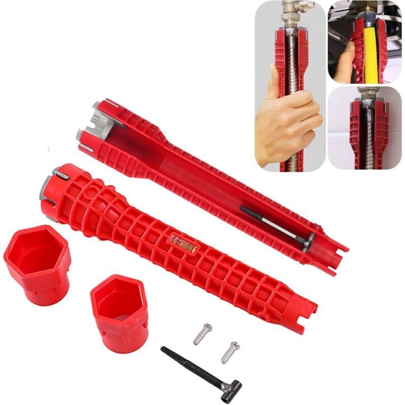 CHOYCLIT 8-in-1-Wasserhahnschlüssel-Werkzeug, rutschfester Wasserhahn- und Spülbecken-Installateur, Sanitär-Wasserhahnschlüssel-Werkzeug,