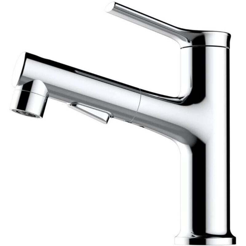 (Chrom) Badezimmerarmatur mit ausziehbarer Brause - Drei Wassermodi, Einloch-Badarmatur, perfekt für Familien- und moderne Badezimmer