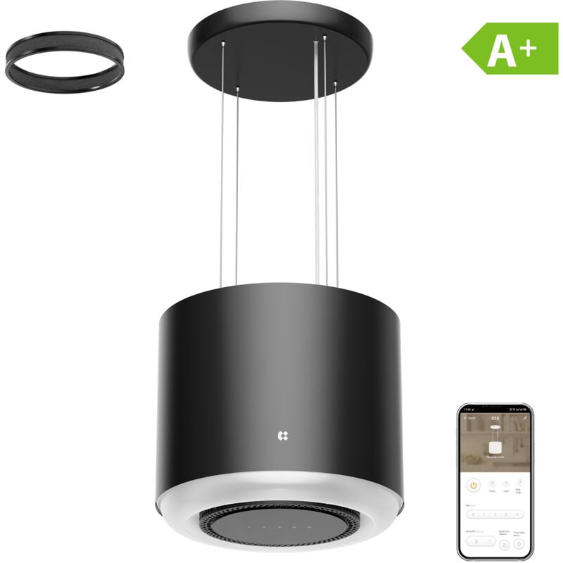 CIARRA A+, 550 m³/h Inselhaube WIFI APP & TOUCHU Steuerung Booster 4 Geschwindigkeiten Umluft Schwarz, CD4838B