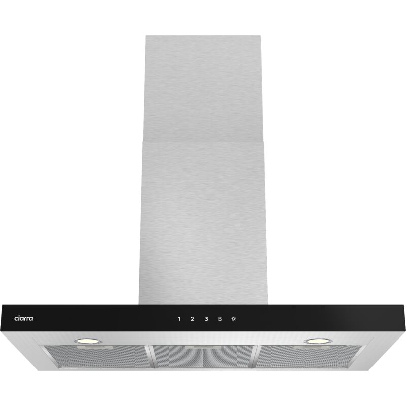CBCS9102 a+++ 650 m3/h Dunstabzugshaube 90cm Wandhaube aus Edelstahl mit Booster 4 Stufen mit 2 Kohlefilter Silber - Ciarra